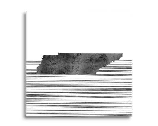 Minimalist B&W Tennessee State With Straight Lines | Hi-Def Glass Art | Eaches | Min 2
