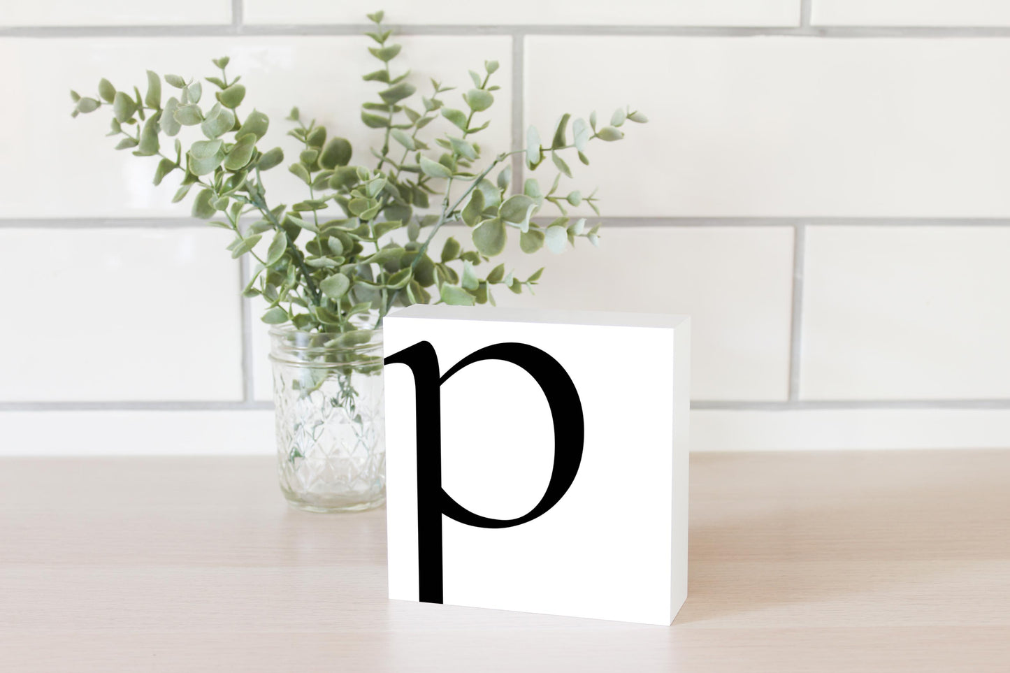 Minimal Monogram P | Wood Block | Eaches | Min 4