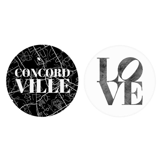 Minimalistic B&W Pennsylvania Concord Map Love| Absorbent Car Coasters | Set of 2 | Min 4