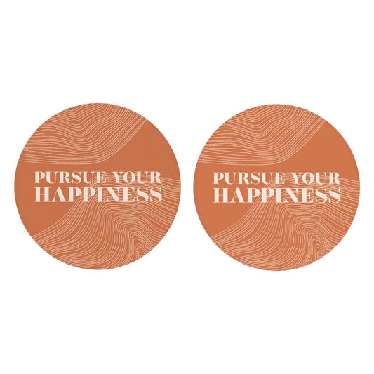 Modern Minimalist Pennsylvania Happiness Quip | Absorbent Car Coasters | Set of 2 | Min 4