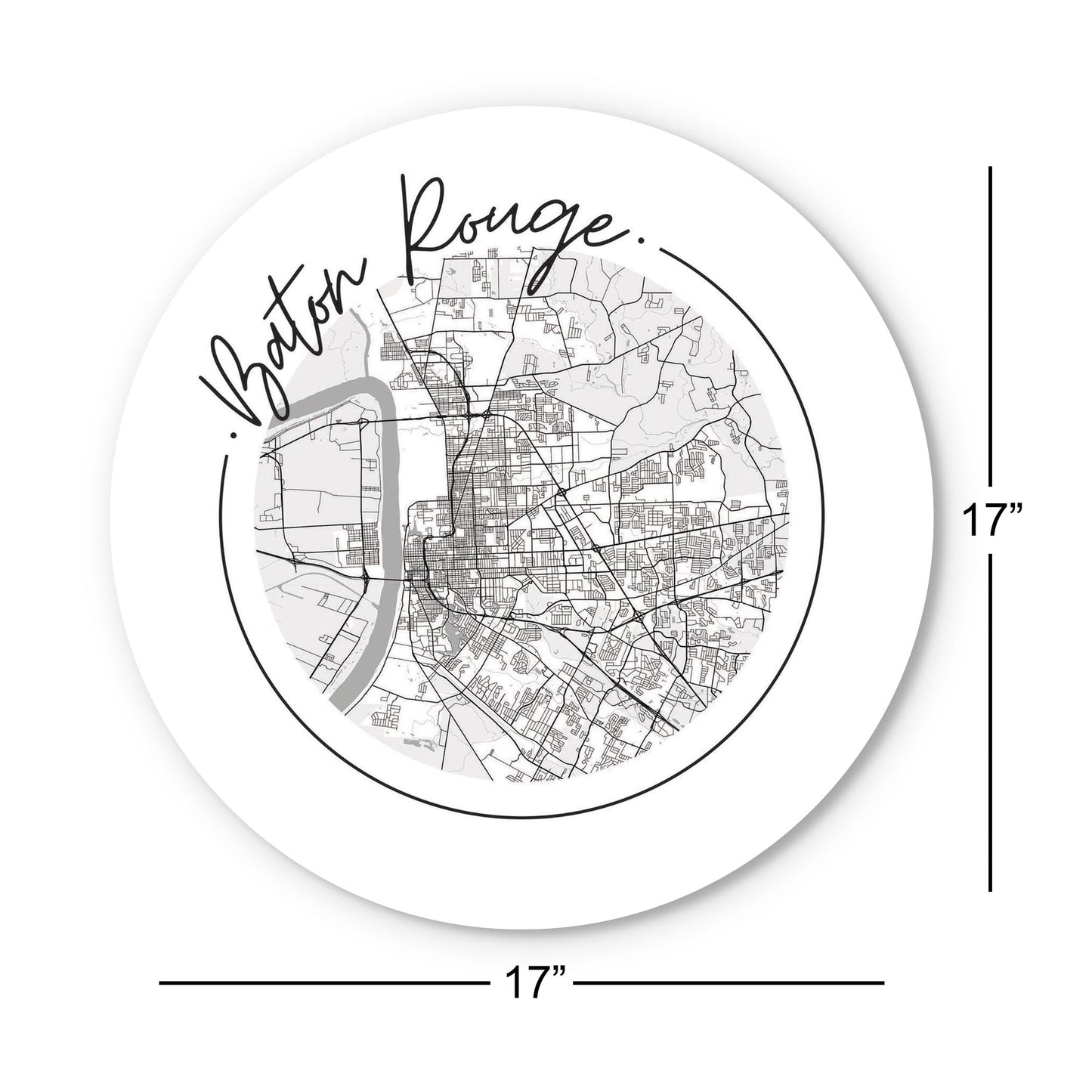 Minimalist B&W Louisiana Baton Rouge Circle Map | Wood Sign | Eaches | Min 1