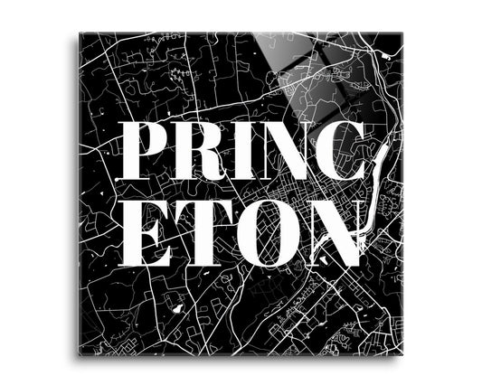 Minimalistic B&W New Jersey Princeton Map | Hi-Def Glass Art | Eaches | Min 2