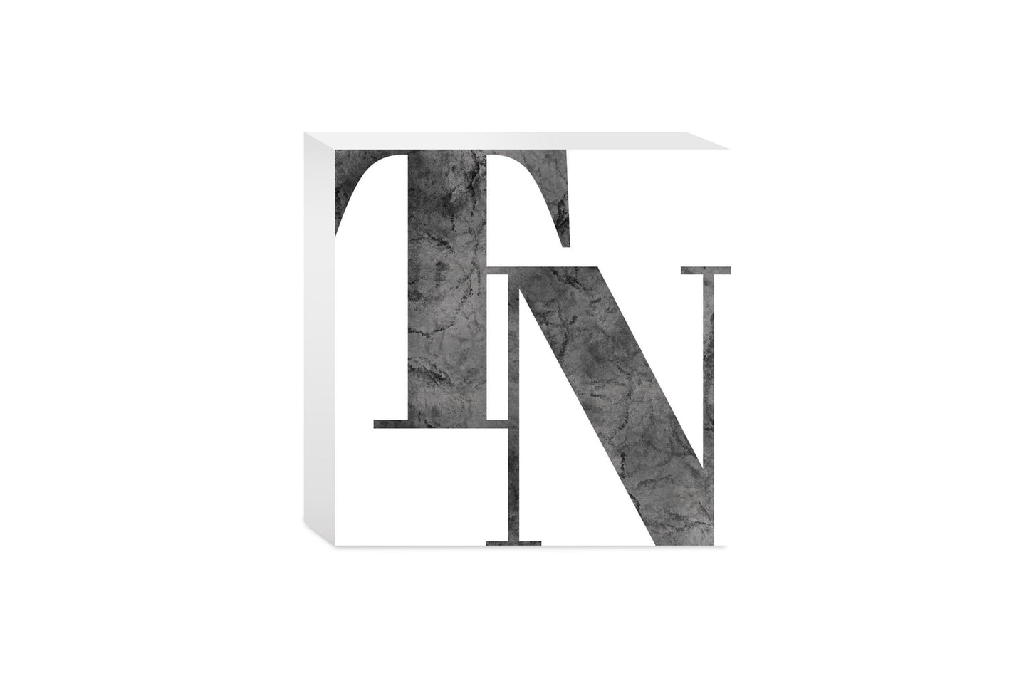 Minimalist B&W Tennessee White Initials | Wood Block | Eaches | Min 4
