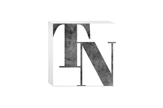 Minimalist B&W Tennessee White Initials | Wood Block | Eaches | Min 4