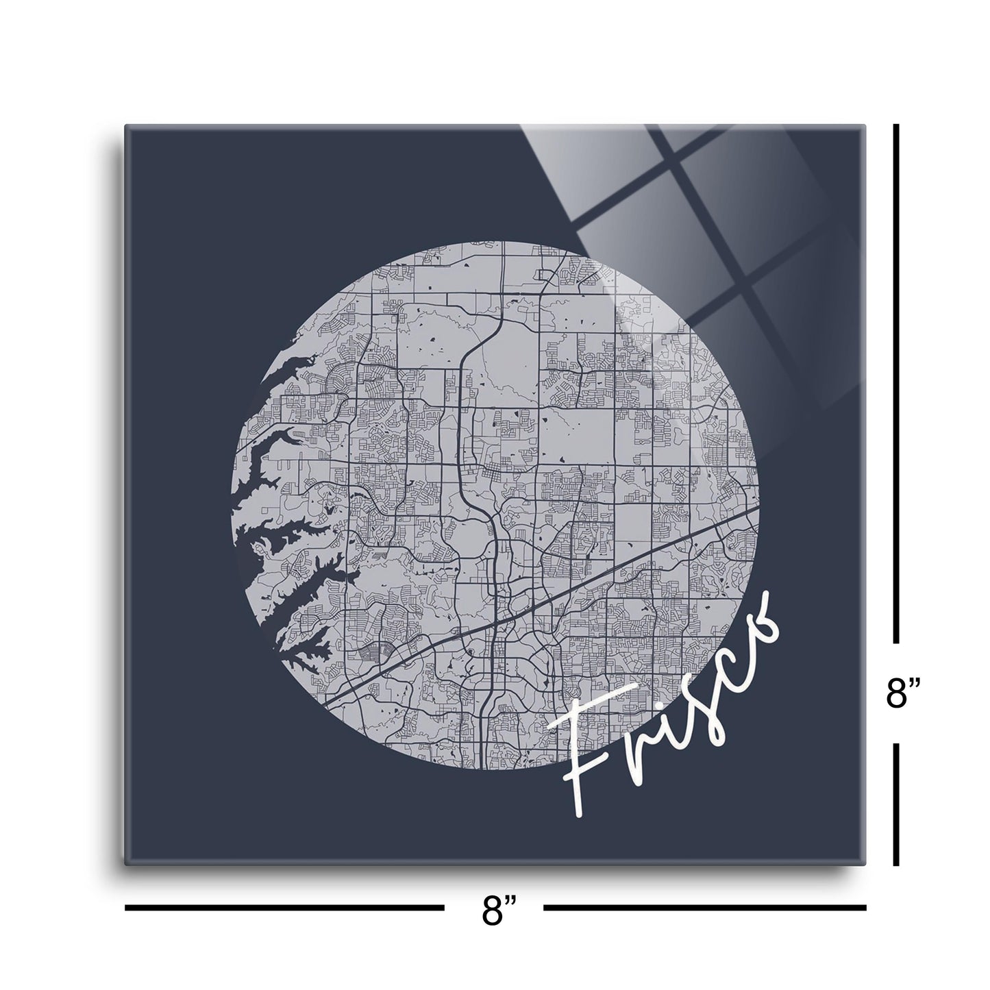 Modern Minimalist Texas Colors Frisco Circle Map | Hi-Def Glass Art | Eaches | Min 2