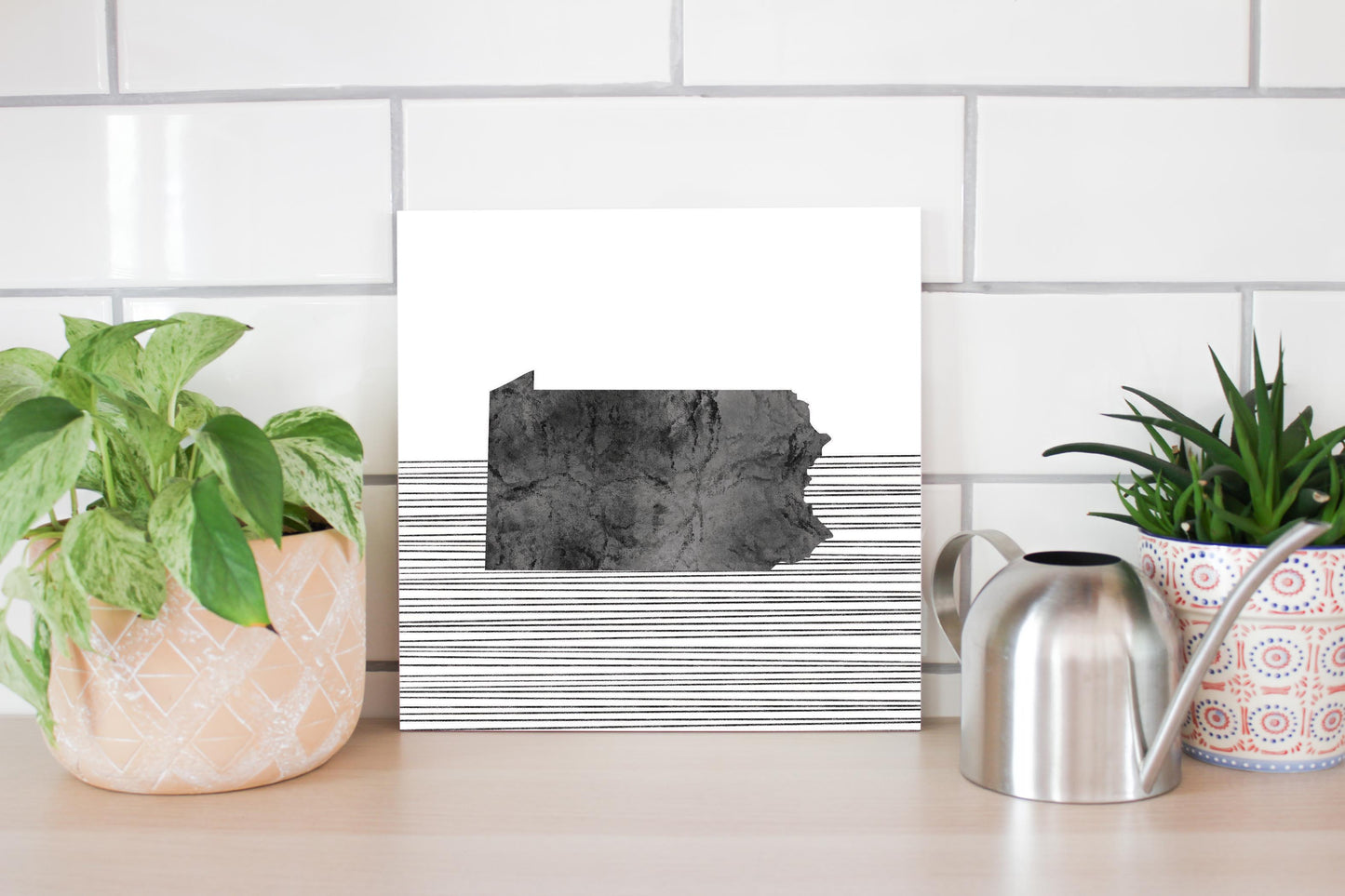Minimalistic B&W Pennsylvania Shape Straight Lines | Wood Sign | Eaches | Min 2