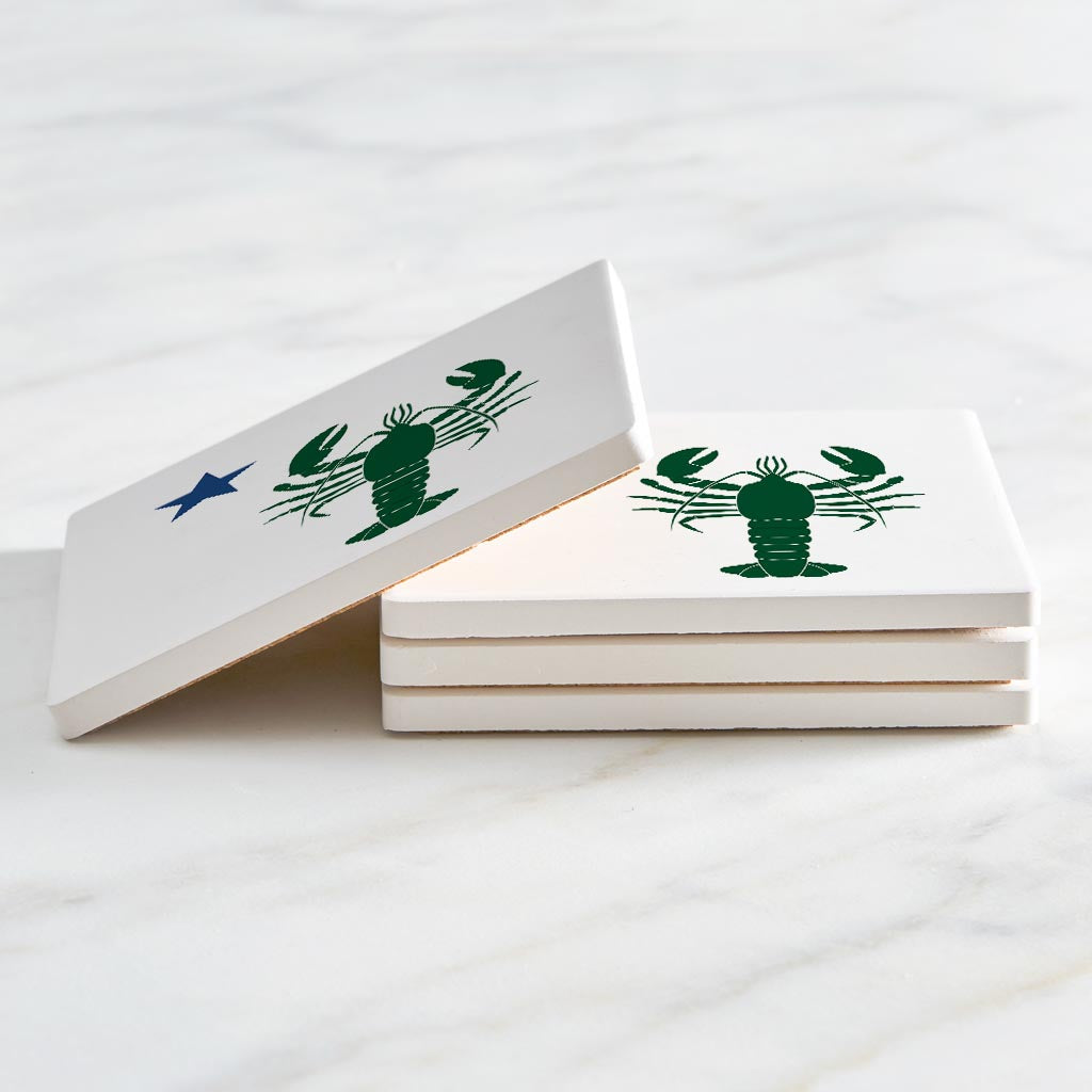 New England Star And Lobster | Absorbent Coasters | Set of 4 | Min 2