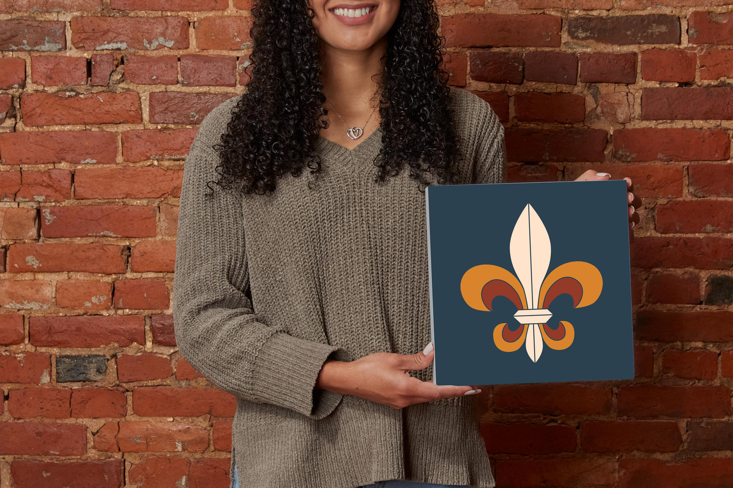 Modern Minimalist Louisiana Colorful Fleu De Lis | Wood Block | Eaches | Min 2