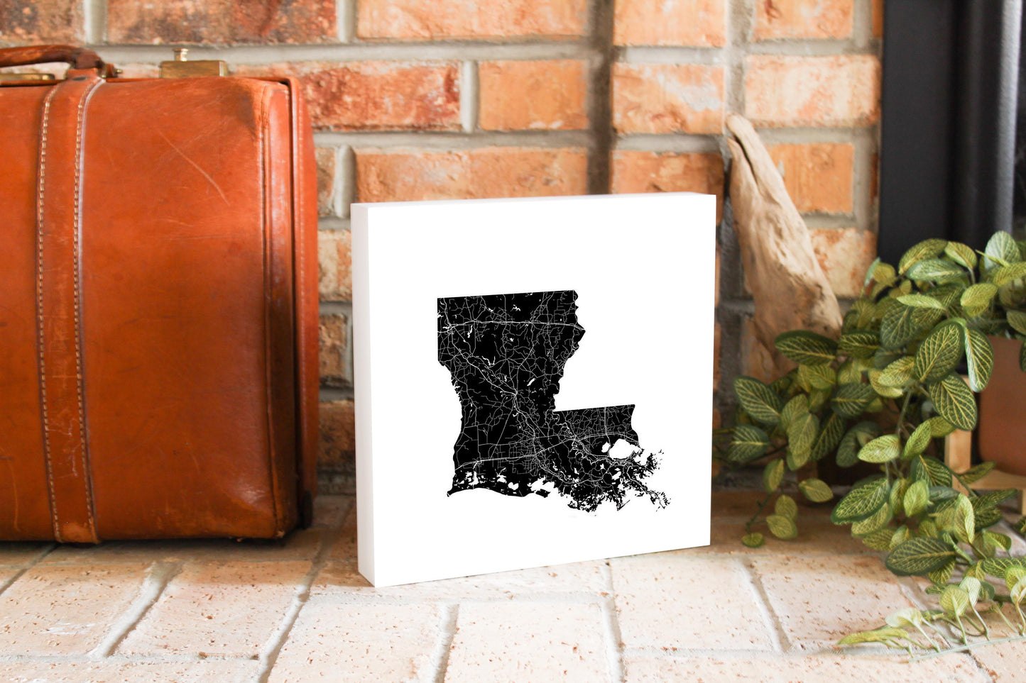 Modern Louisiana State Shape With Map | Wood Block | Eaches | Min 2