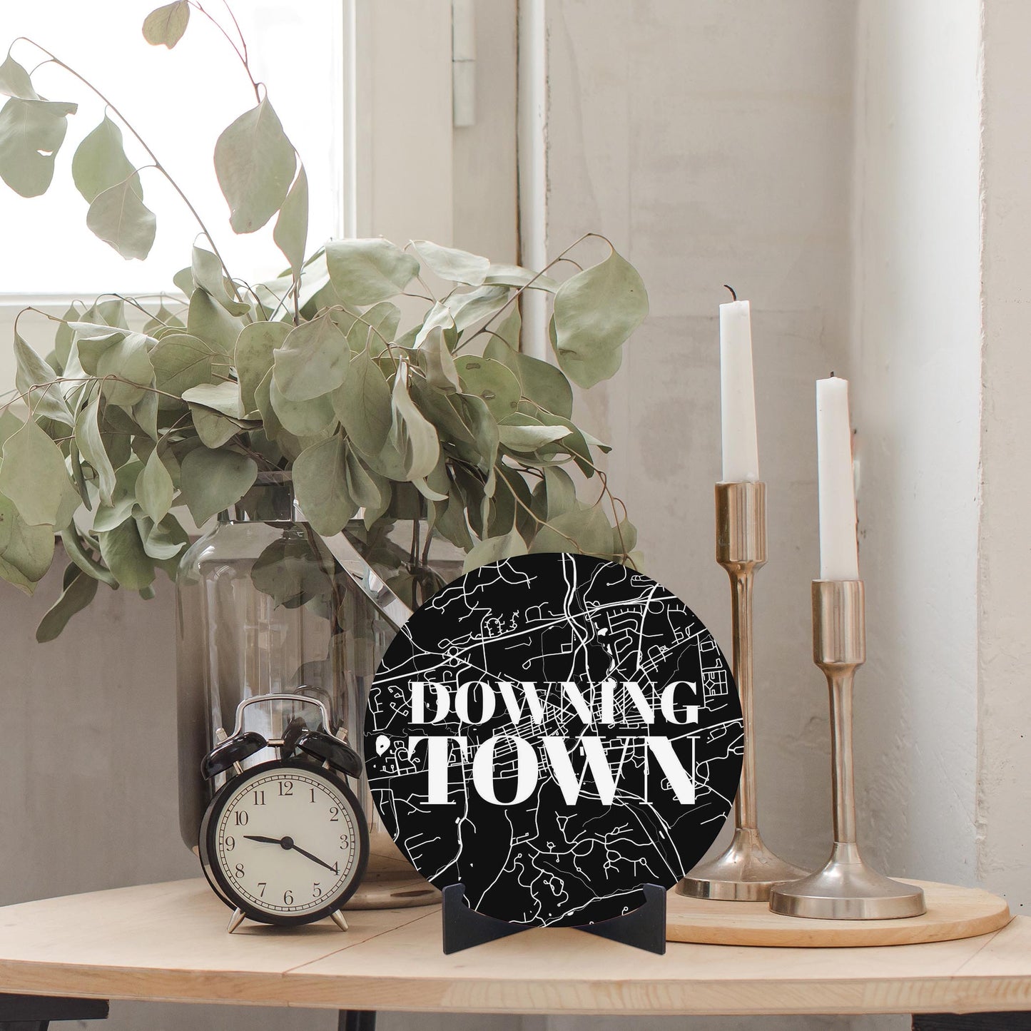 Minimalistic B&W Pennsylvania Downingtown Map | Wood Sign | Eaches | Min 1