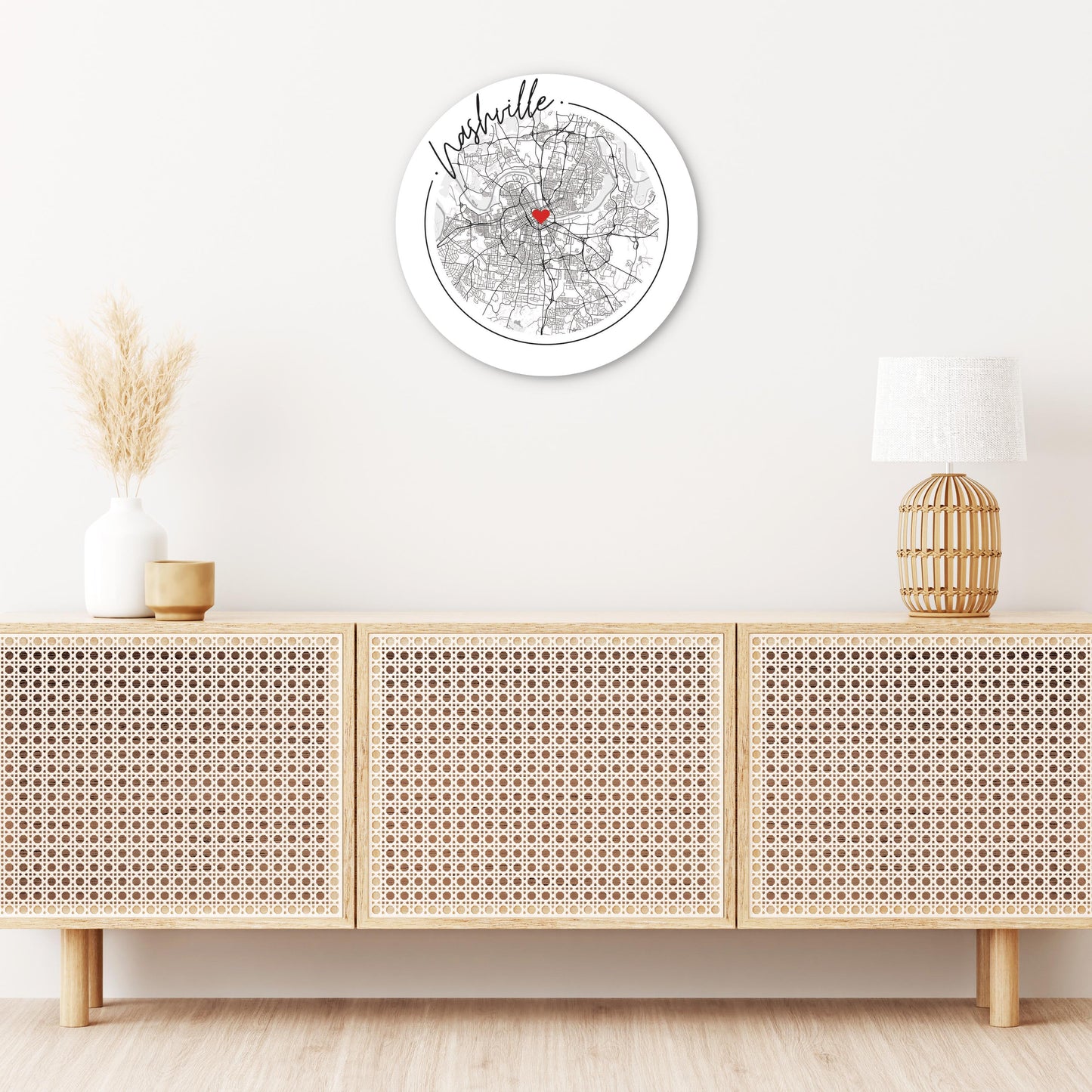 Minimalist B&W Tennessee Nashville Circle Map Heart | Wood Sign | Eaches | Min 1