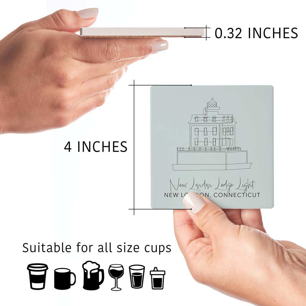New London Lodge Light Muted Coastal | Absorbent Coasters | Set of 4 | Min 2