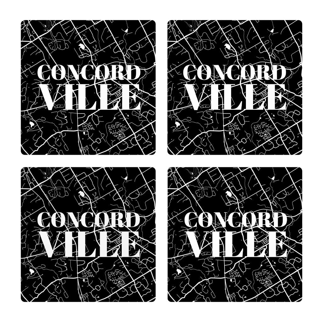 Minimalistic B&W Pennsylvania Concordville Map | Absorbent Coasters | Set of 4 | Min 2