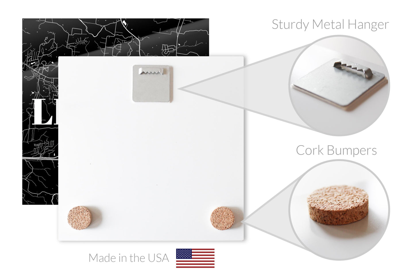 Minimalist B&W Tennessee Lebanon Map | Hi-Def Glass Art | Eaches | Min 2