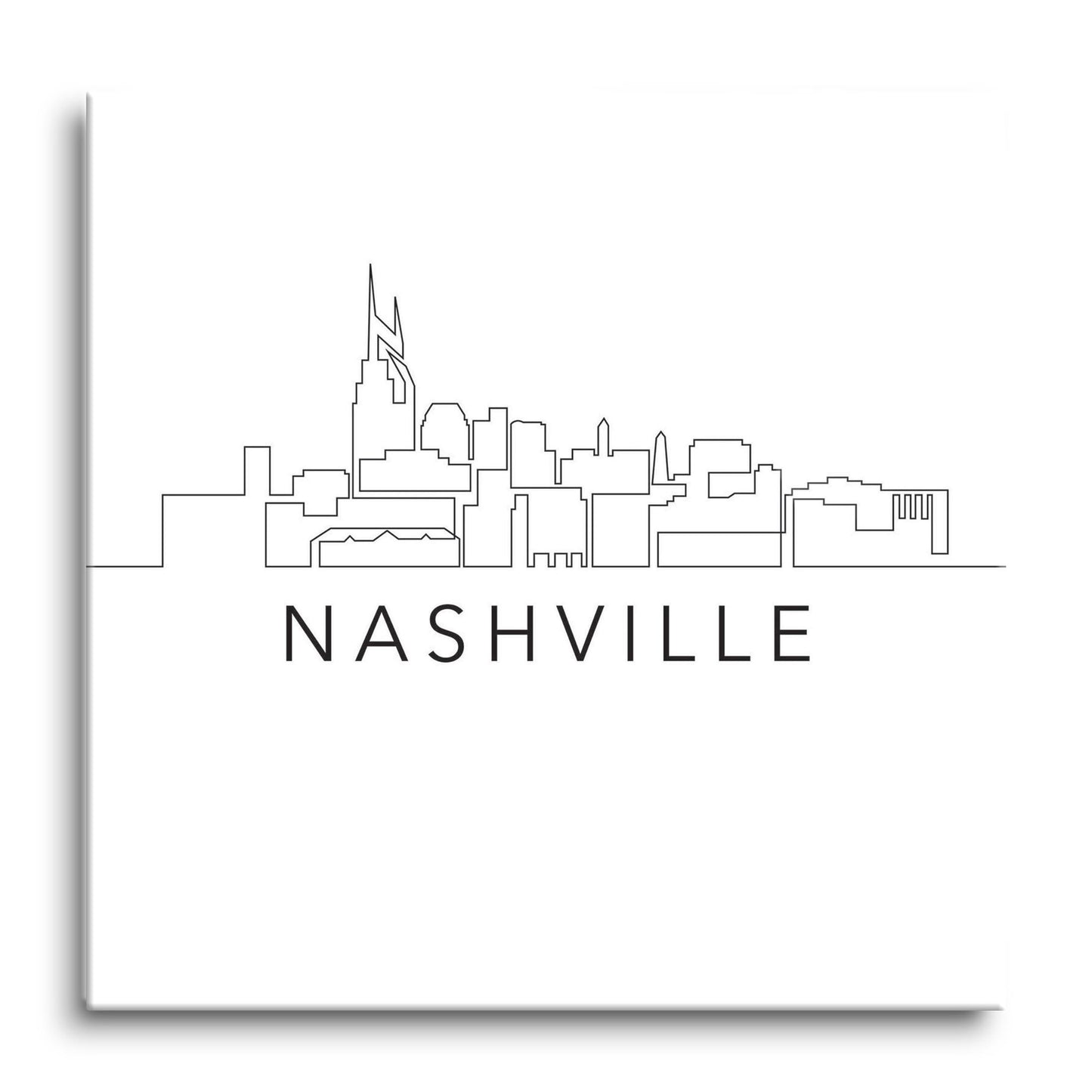 Minimalist B&W Tennessee Nashville Skyline | Hi-Def Glass Art | Eaches | Min 1