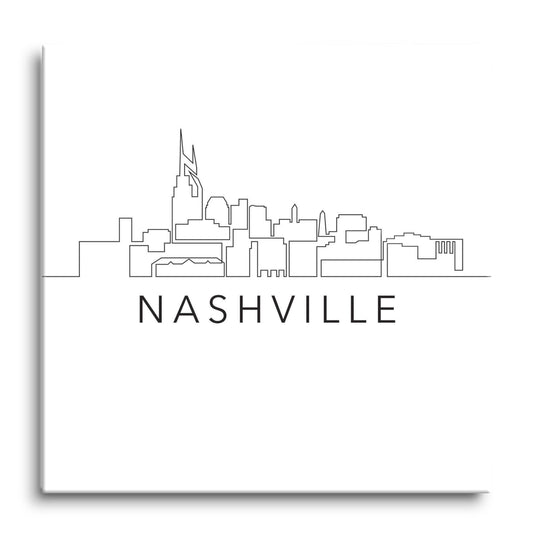Minimalist B&W Tennessee Nashville Skyline | Hi-Def Glass Art | Eaches | Min 1
