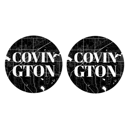 Minimalistic B&W Washington Covington Map | Absorbent Car Coasters | Set of 2 | Min 4