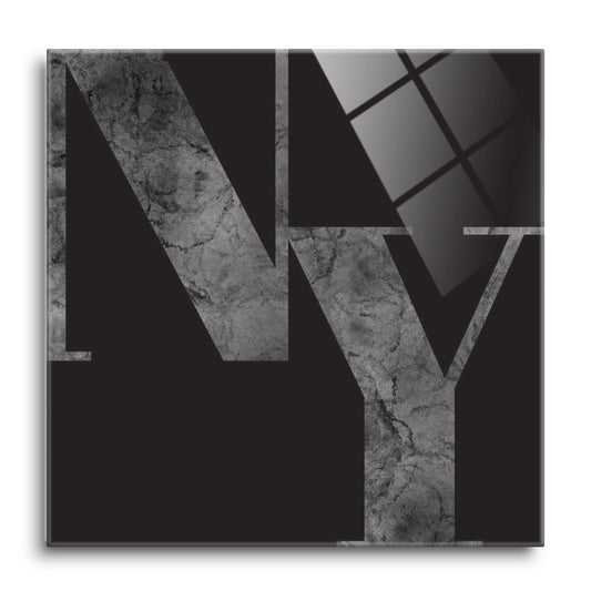 Minimalistic B&W New York Black Initials | Hi-Def Glass Art | Eaches | Min 1