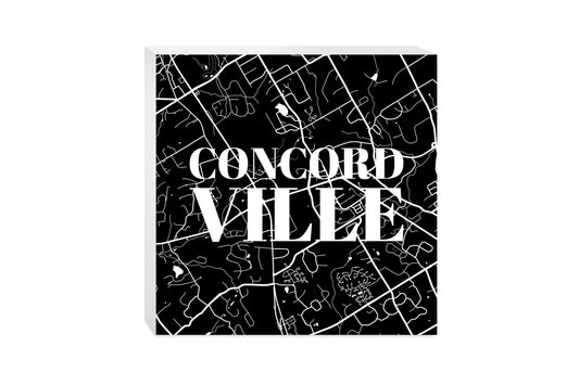 Minimalistic B&W Pennsylvania Concordville Map | Wood Block | Eaches | Min 2