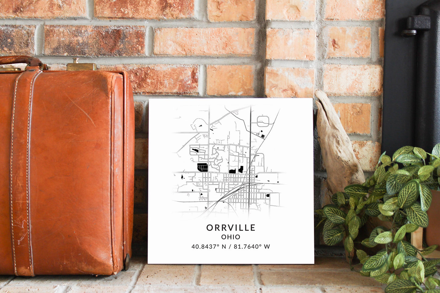 Orrville Oh Minimalistic Map With Coordinates| Wood Sign | Eaches | Min 2