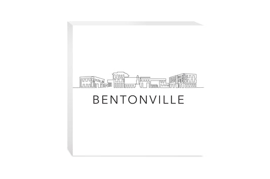 Minimalist B&W Arkansas Bentonville Skyline | Wood Block | Eaches | Min 2