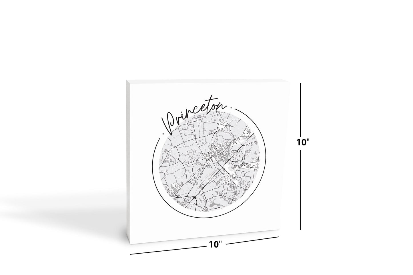 Minimalistic B&W New Jersey Princeton Circle Map | Wood Block | Eaches | Min 2