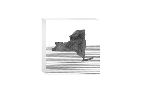 Minimalistic B&W New York Shape Straight Lines | Wood Block | Eaches | Min 4