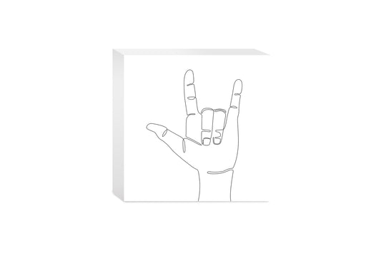 Lovehand Sign Line Drawing| Wood Block | Eaches | Min 4
