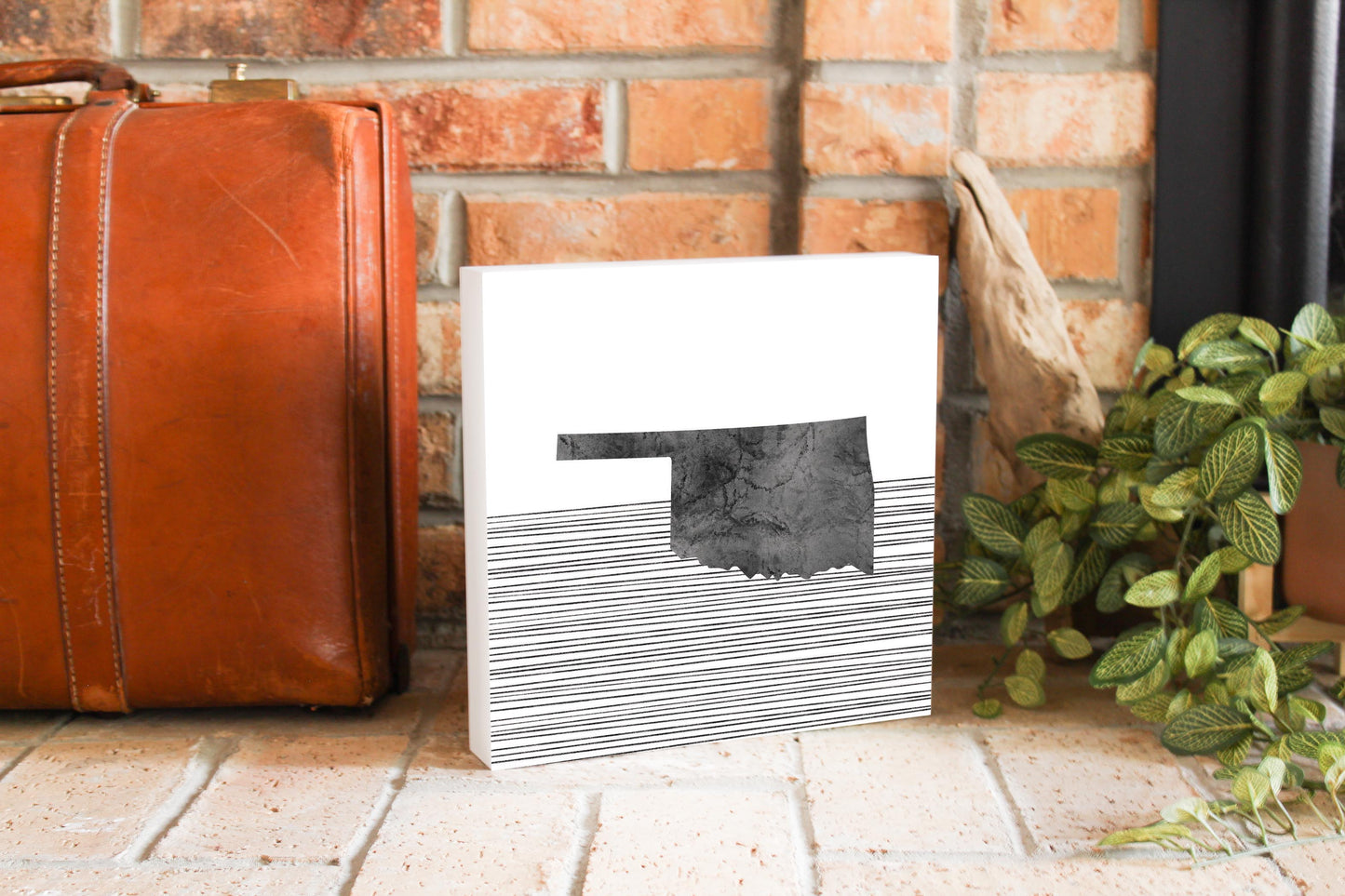 Modern Oklahoma State Shape With Straight Lines | Wood Block | Eaches | Min 2