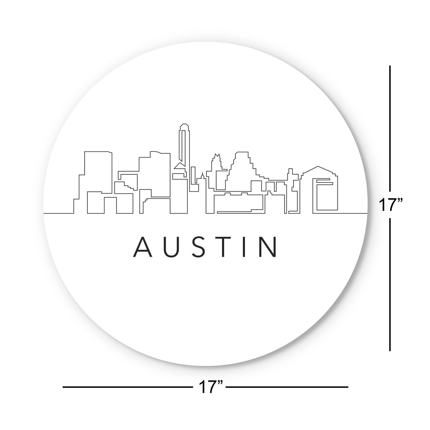 Minimalist B&W Texas Austin Skyline | Wood Sign | Eaches | Min 1