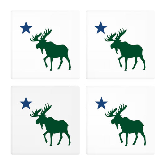 New England Star And Moose | Absorbent Coasters | Set of 4 | Min 2