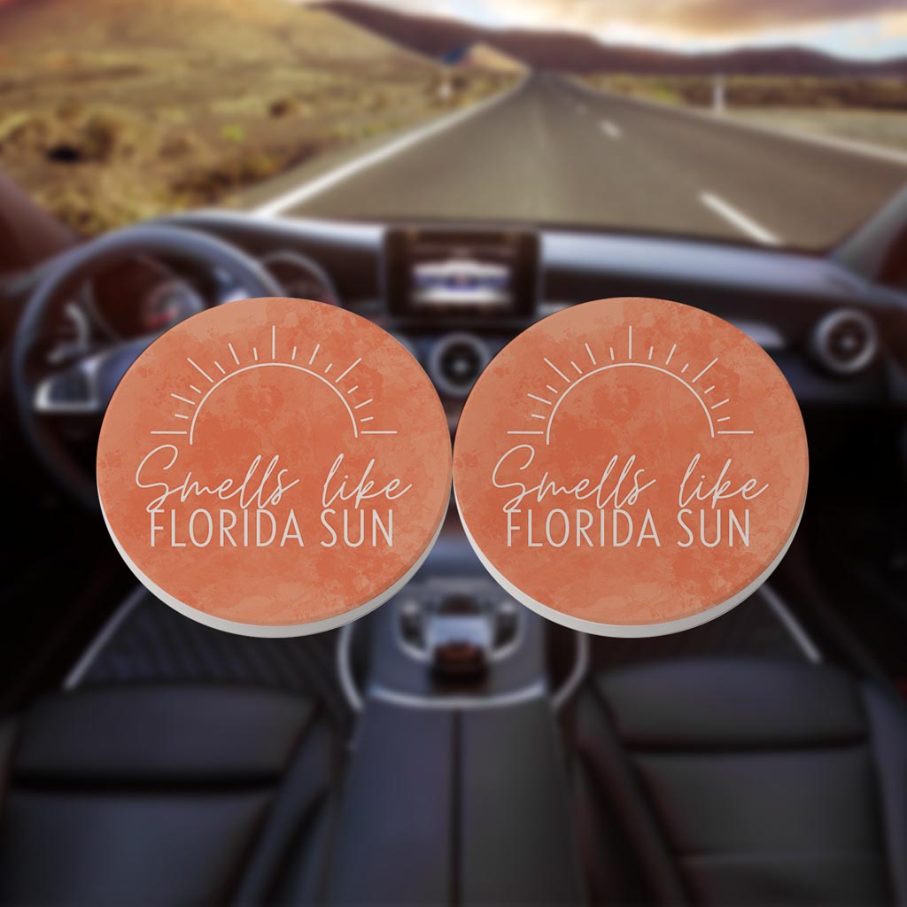 Smells Like Florida Sun Pink | Absorbent Car Coasters | Set of 2 | Min 4