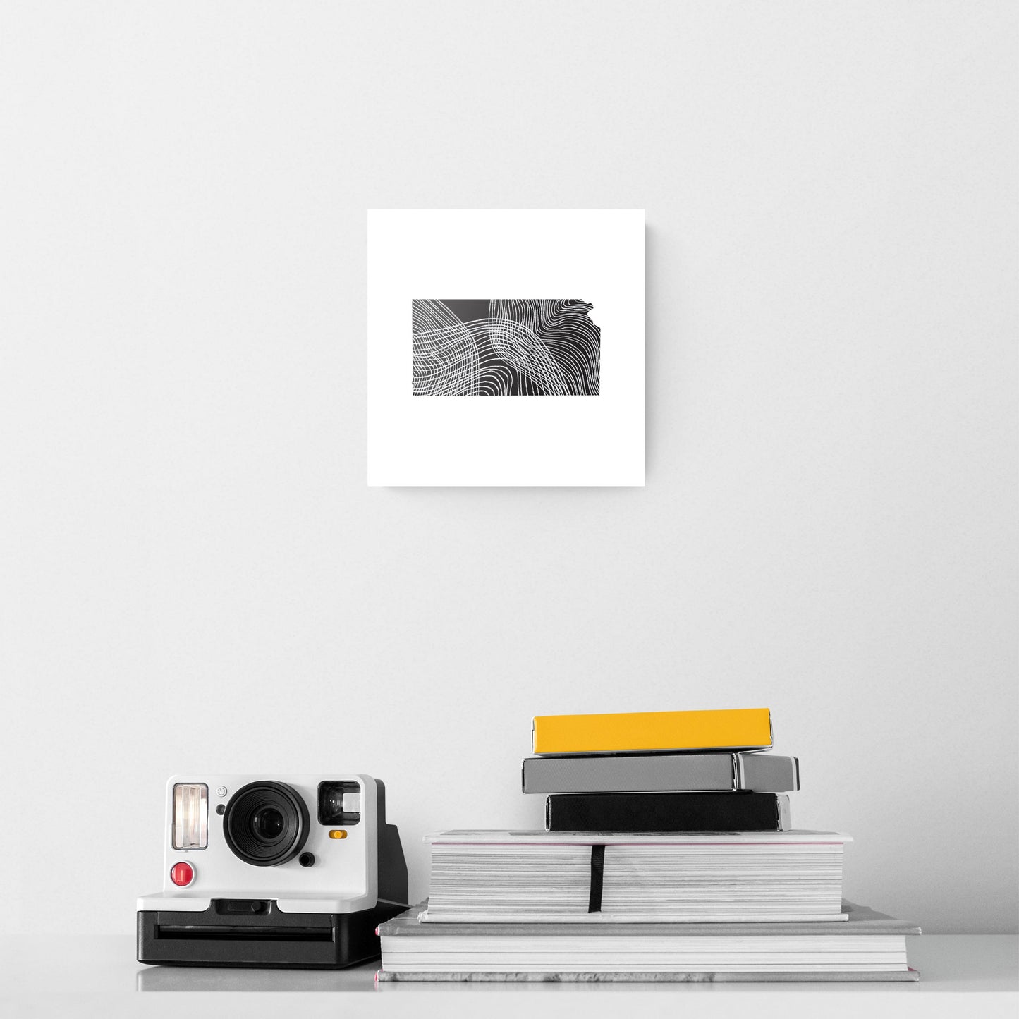 Minimalist B&W Kansas State Shape | Hi-Def Glass Art | Eaches | Min 2