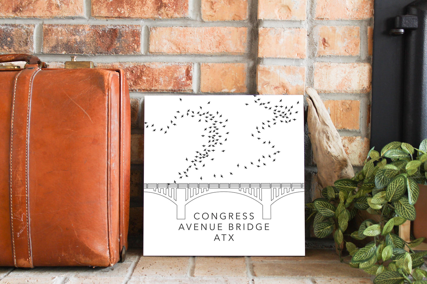Minimalist B&W Texas Austin Congress Avenue Bridge | Wood Sign | Eaches | Min 2