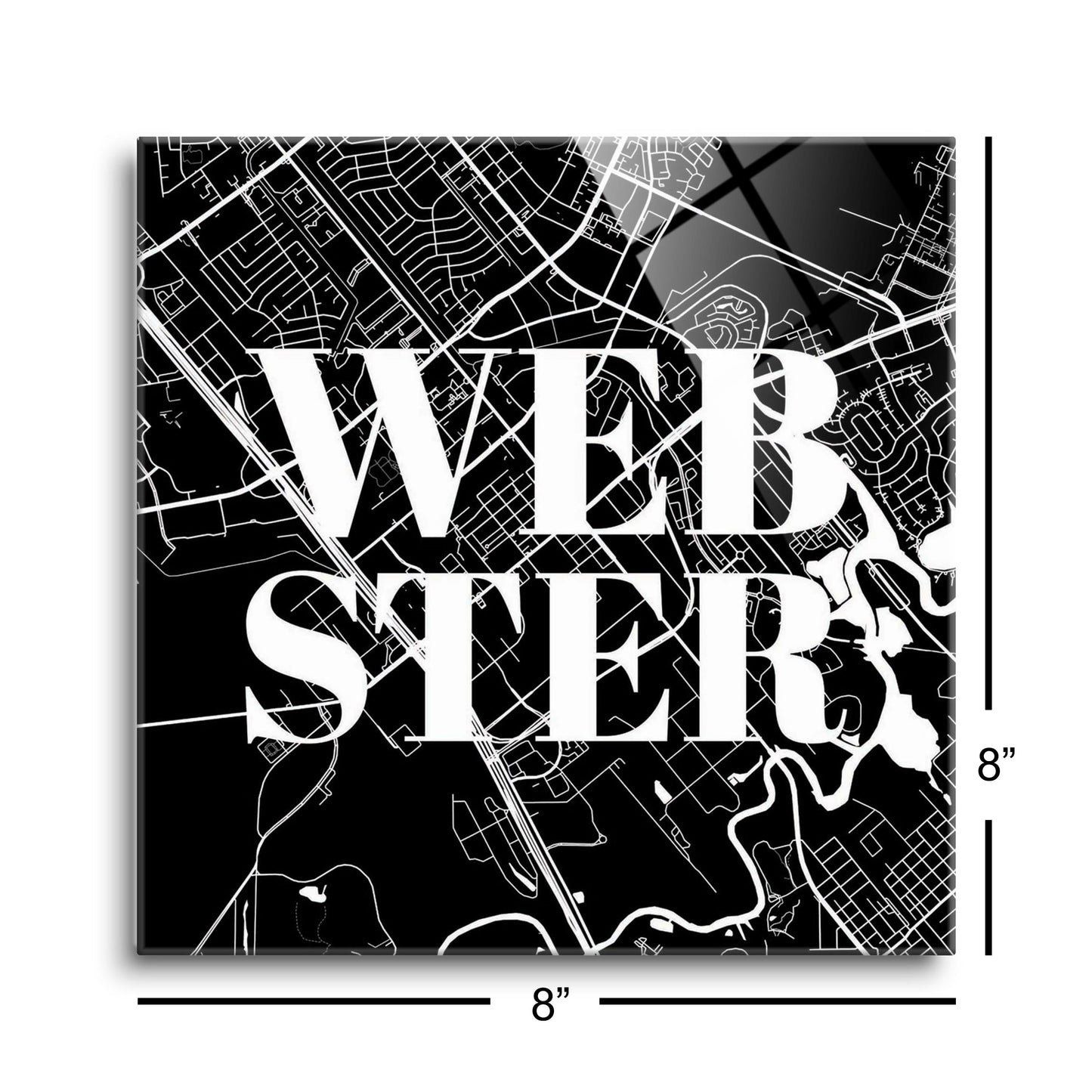 Minimalistic B&W Texas Webster Map | Hi-Def Glass Art | Eaches | Min 2
