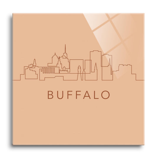 Modern Minimalistic New York Buffalo Skyline | Hi-Def Glass Art | Eaches | Min 1