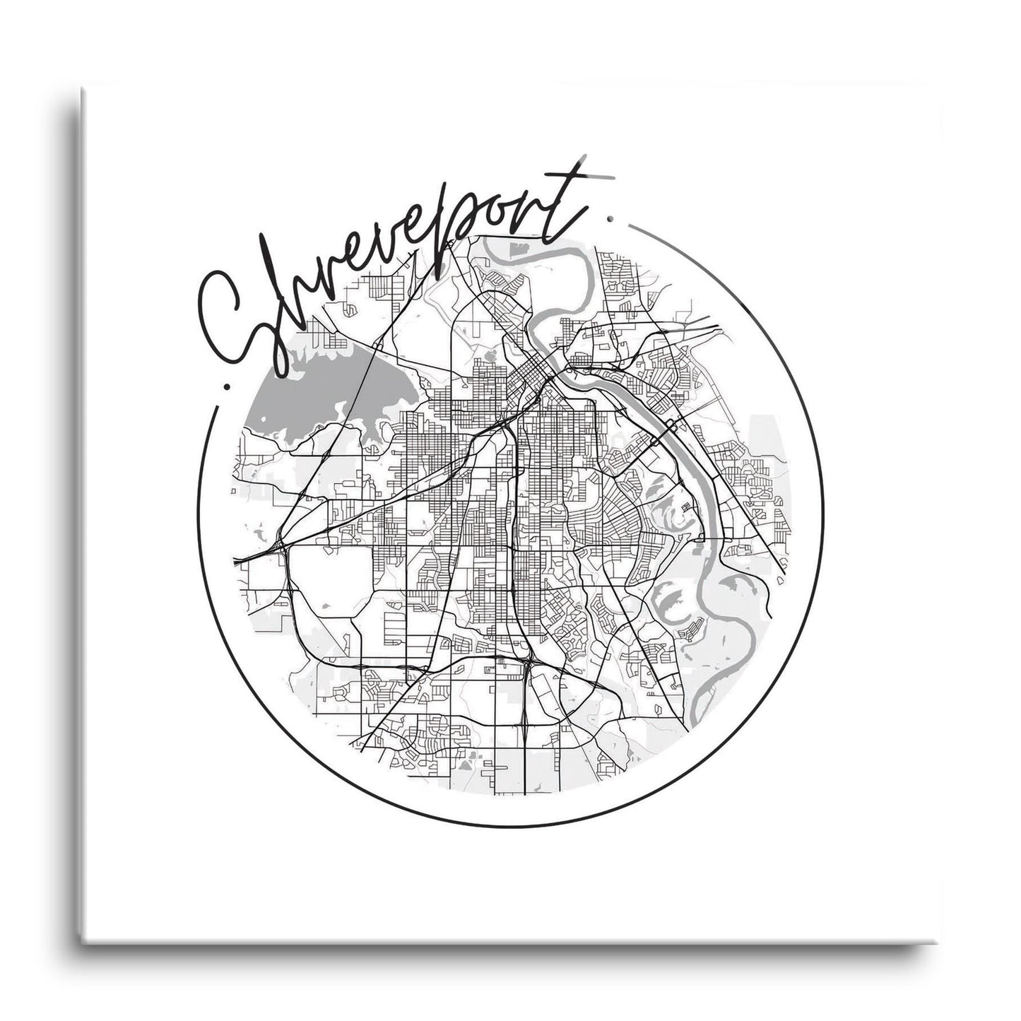 Modern Louisiana Shreveport Circle Map | Hi-Def Glass Art | Eaches | Min 1