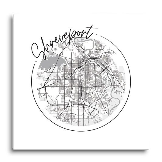 Modern Louisiana Shreveport Circle Map | Hi-Def Glass Art | Eaches | Min 1