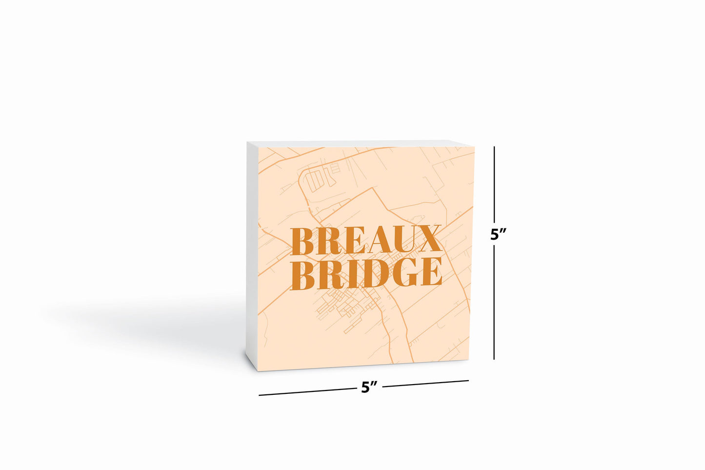 Modern Minimalist Louisiana Breaux Bridge Map | Wood Block | Eaches | Min 4