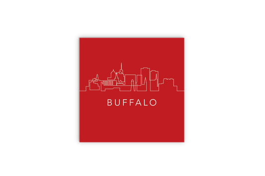 Red White And Blue New York Buffalo Skyline | Wood Sign | Eaches | Min 2