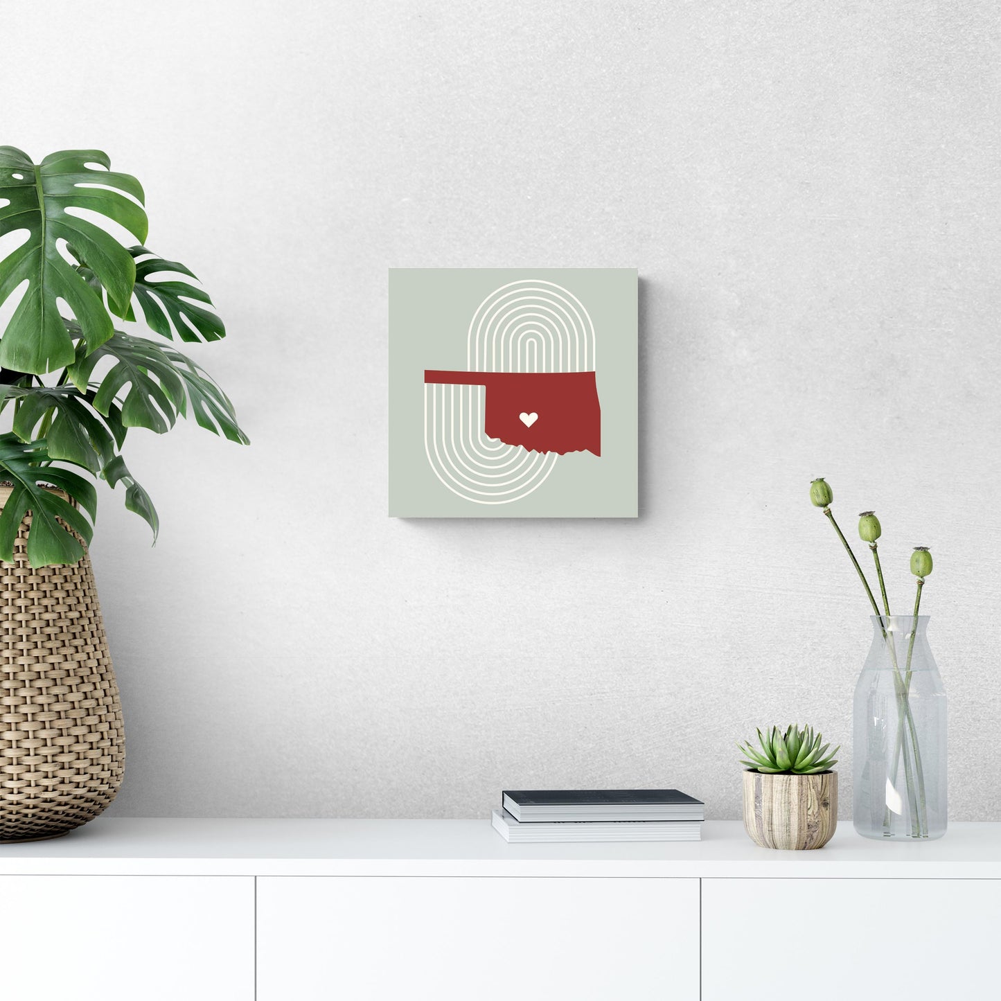 Modern Minimalist Oklahoma Chickasha Heart | Wood Sign | Eaches | Min 2