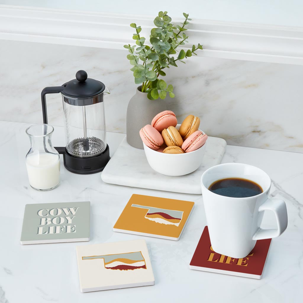 Modern Minimalist Oklahoma Set | Absorbent Coasters | Set of 4 | Min 2