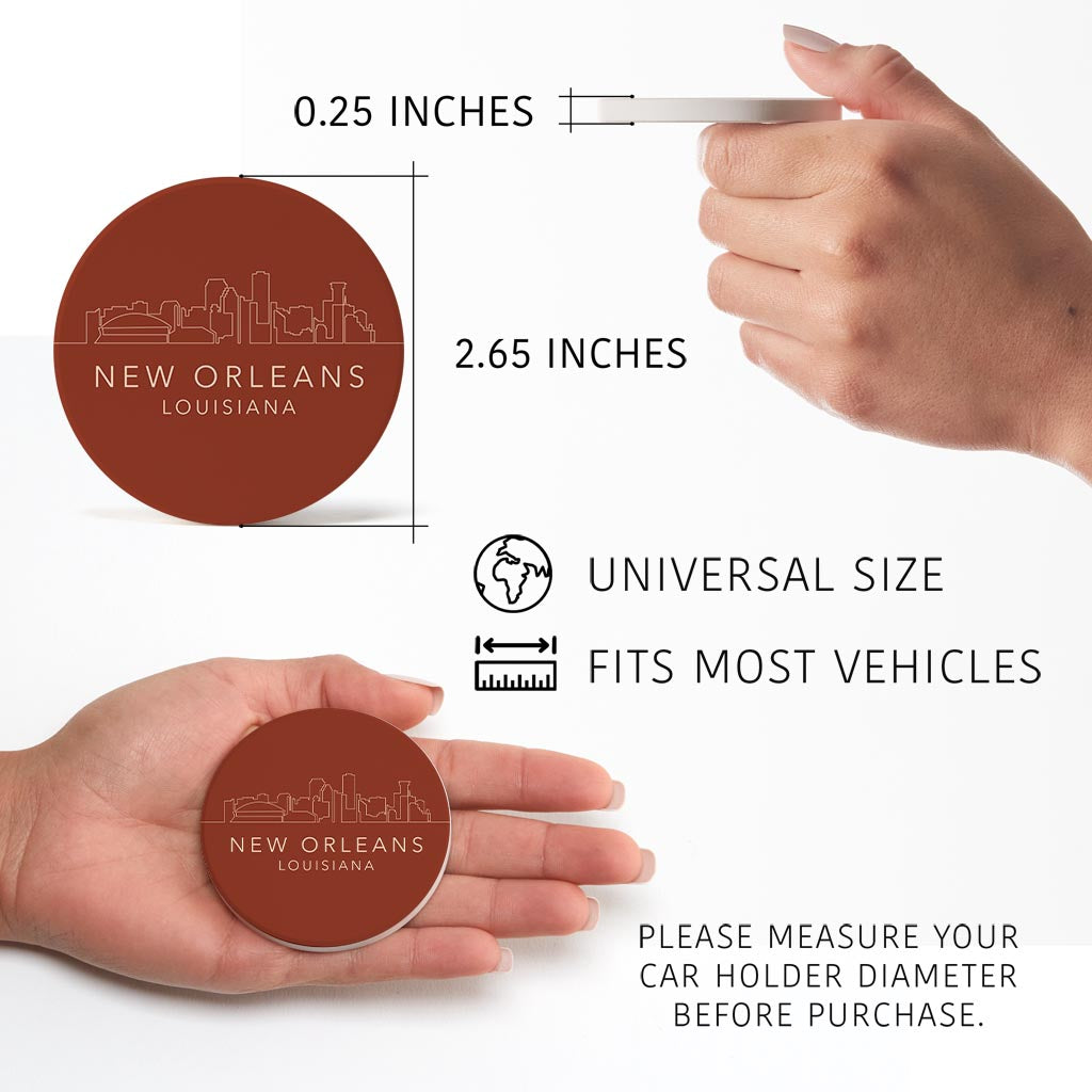 Louisiana Colorful New Orleans Skyline | Absorbent Car Coasters | Set of 2 | Min 4