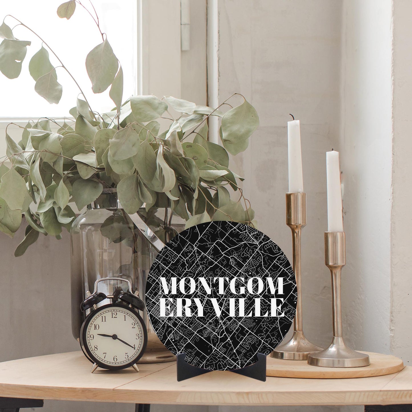 Minimalistic B&W Pennsylvania Montgomeryville Map | Wood Sign | Eaches | Min 1
