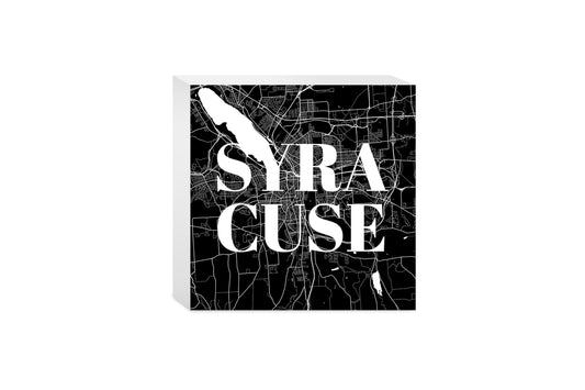 Minimalistic B&W New York Syracuse Map | Wood Block | Eaches | Min 4