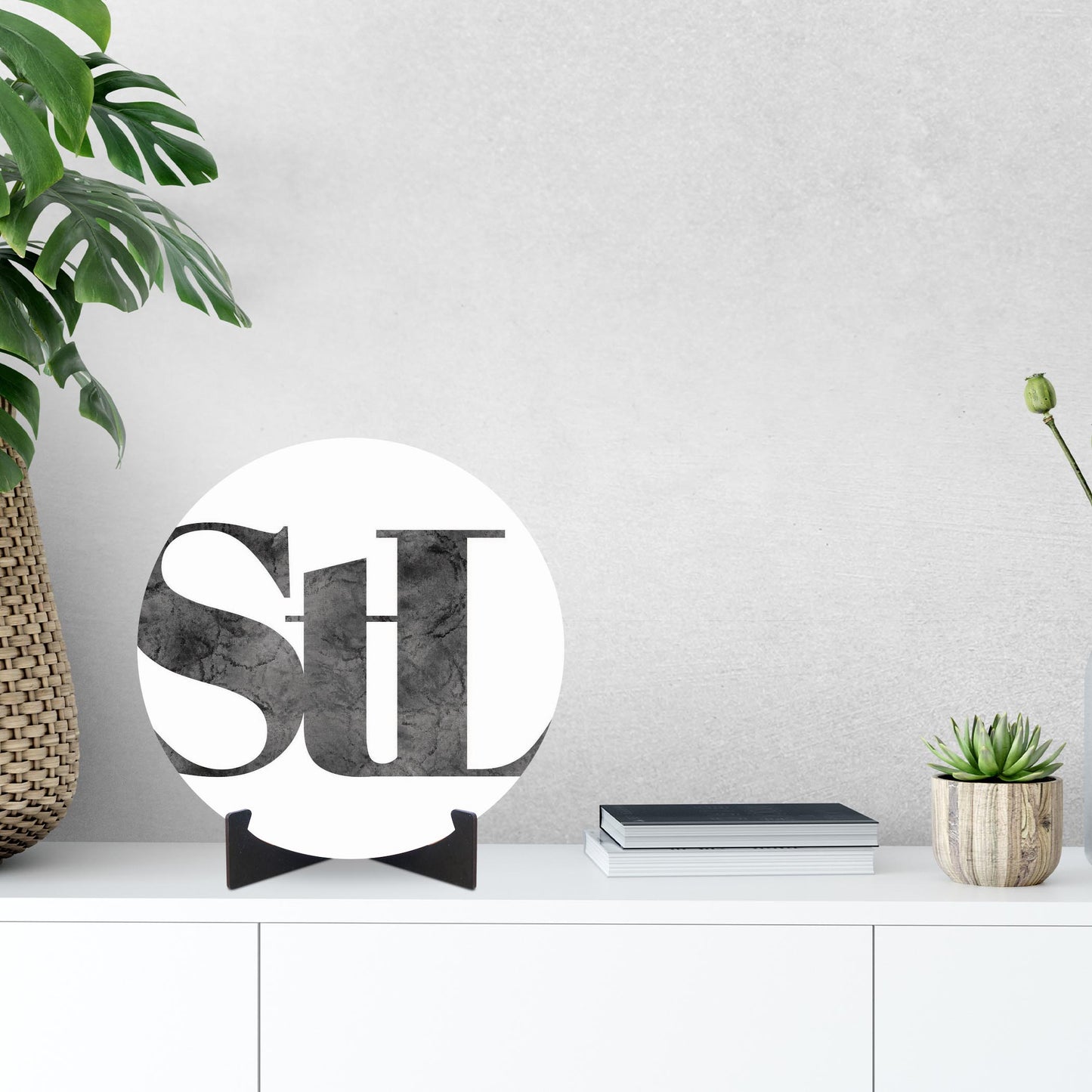Minimalist B&W Missouri St Louis White Initials | Wood Sign | Eaches | Min 1