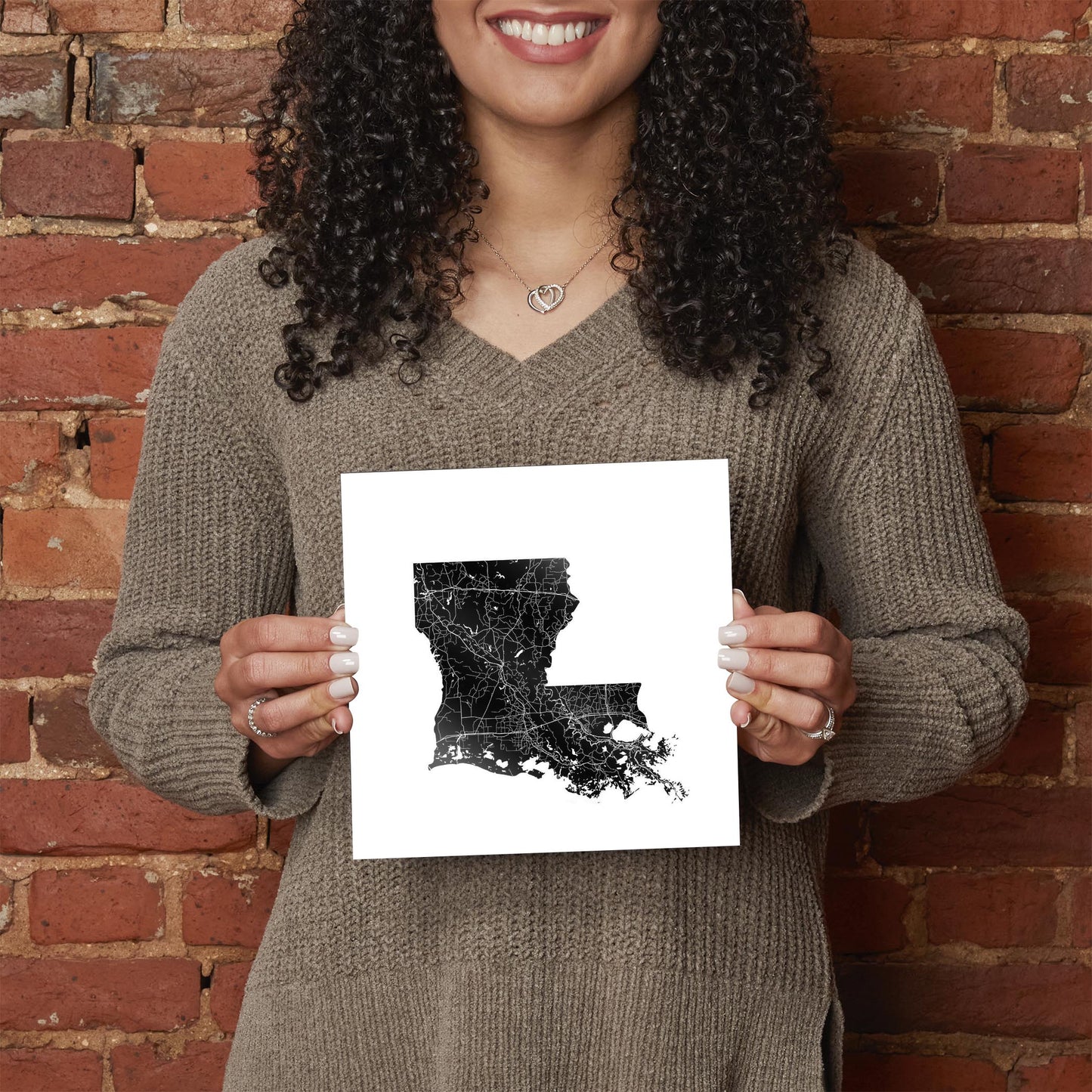 Modern Louisiana State Shape With Map | Hi-Def Glass Art | Eaches | Min 2