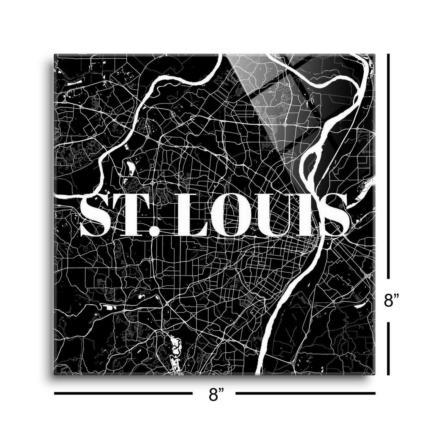 Minimalist B&W Missouri St Louis Map | Hi-Def Glass Art | Eaches | Min 2