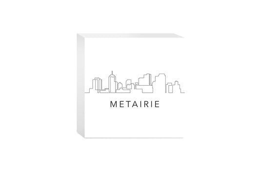 Modern Louisiana Metairie City Line Drawing | Wood Block | Eaches | Min 4