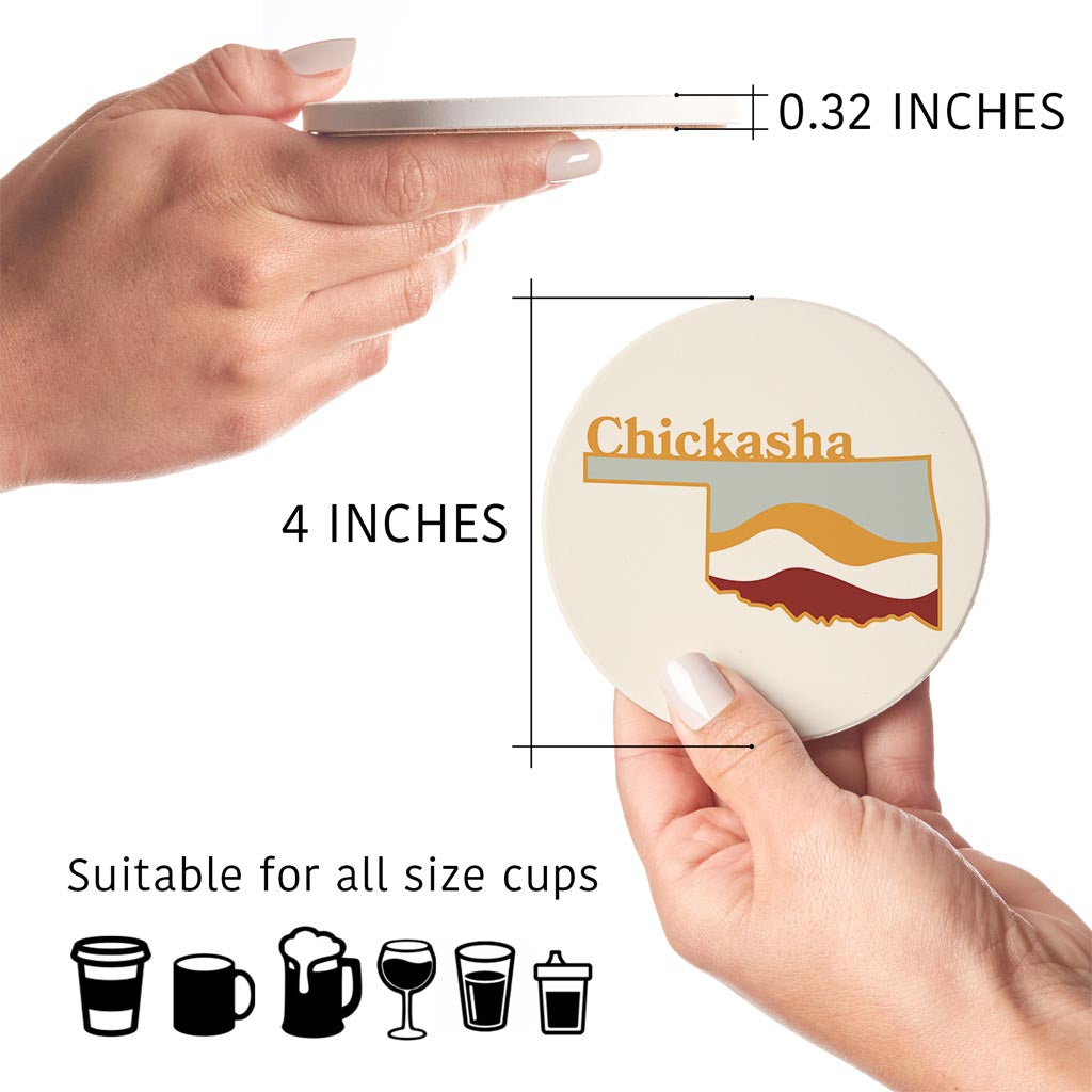 Modern Minimalist Oklahoma State Chickasha | Absorbent Coasters | Set of 4 | Min 2